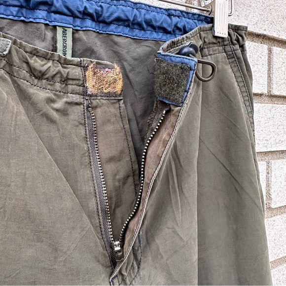 Rare Vintage Abercrombie Olive Parachute Pants XS Butterfly Embroidery Cargo Y2K - Picture 5 of 14